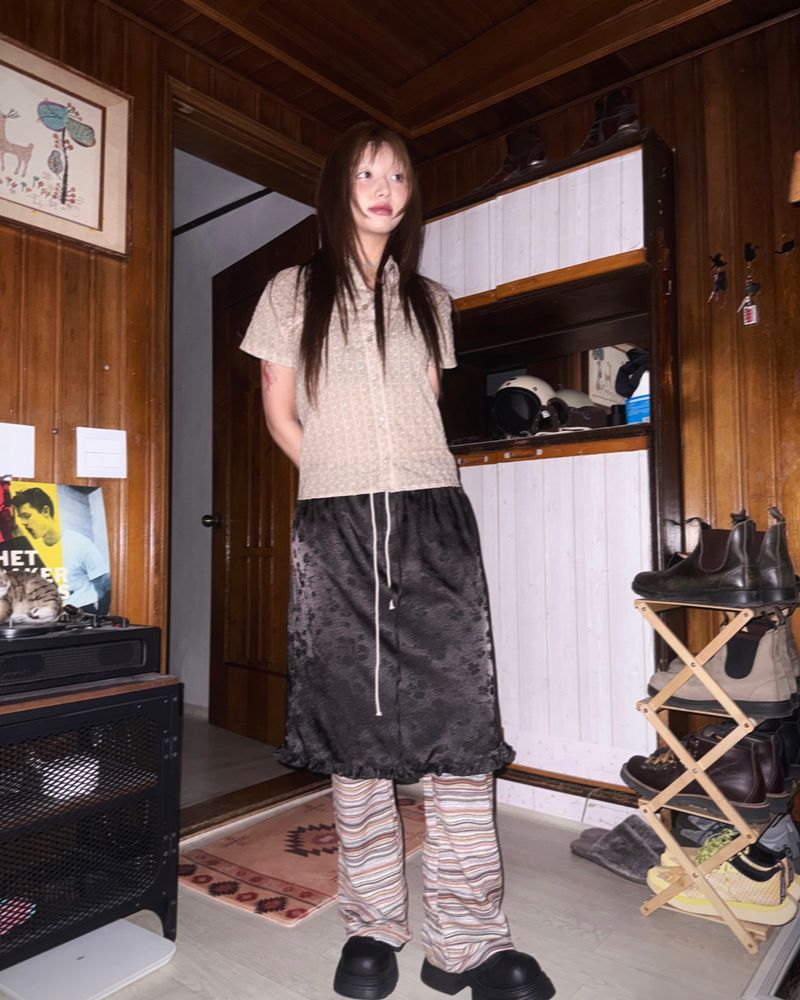 (2color) Wave Stripe Bootcut Knit Pants