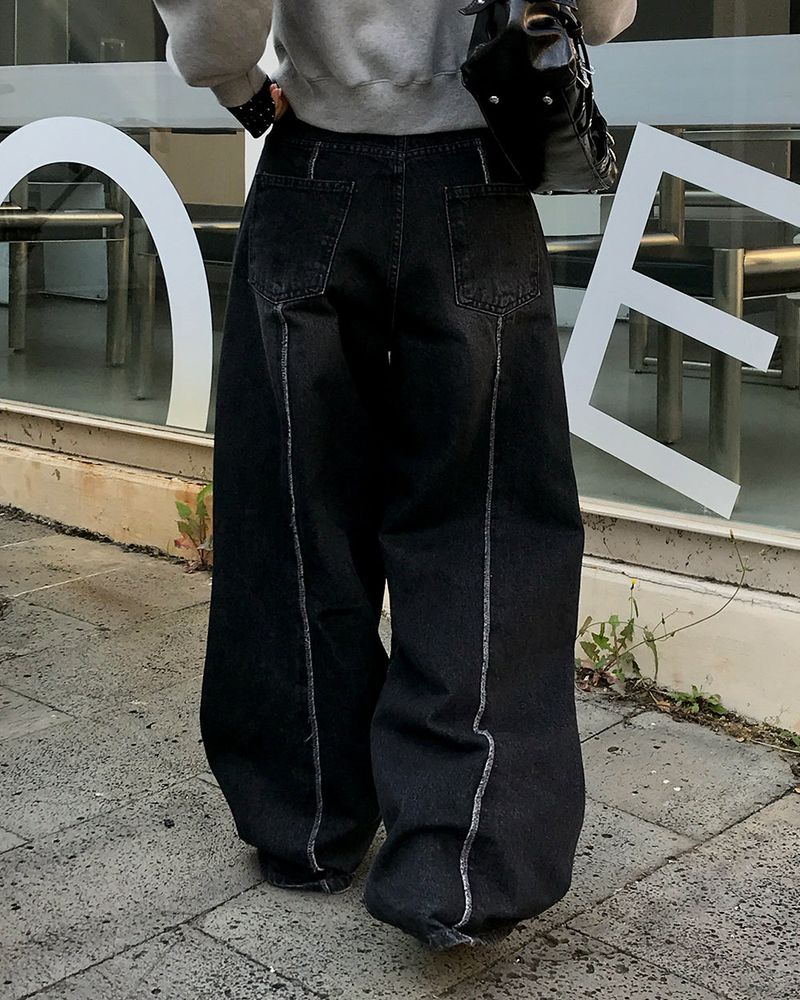 [ORIGINAL] Crew Contrast Wide Denim Pants