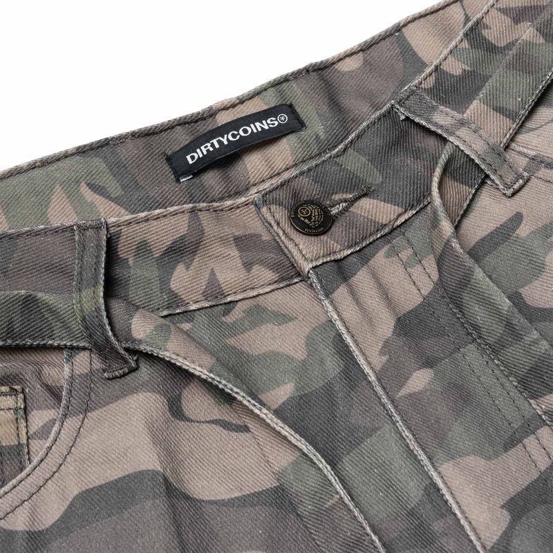DirtyCoins Drawstring Camo Denim Cargo Shorts