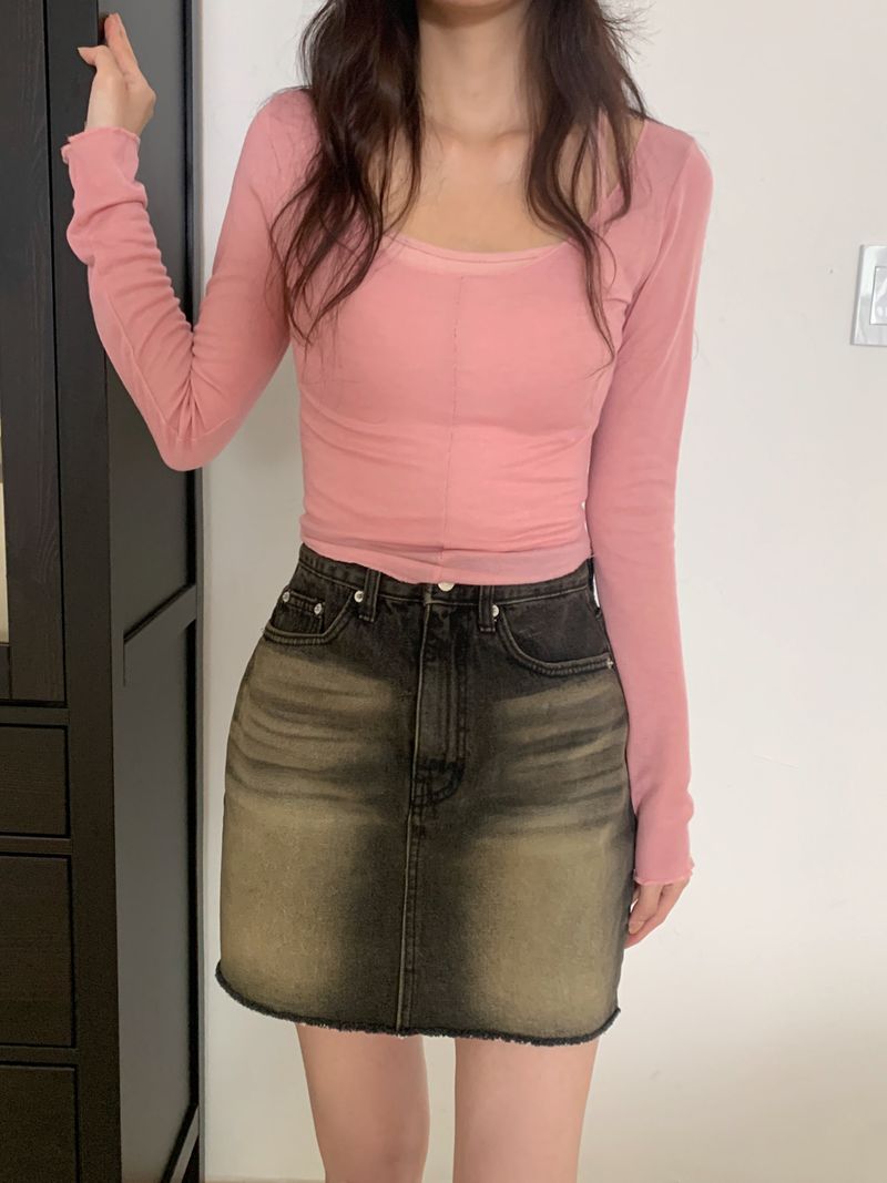 vintage denim miniskirt