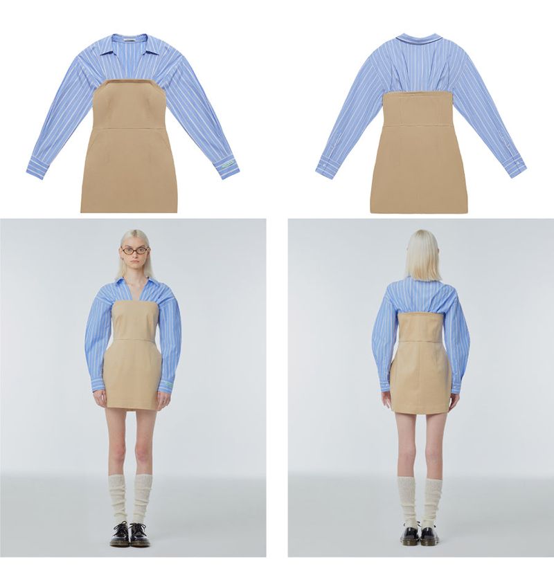 Blouse mixed mini dress