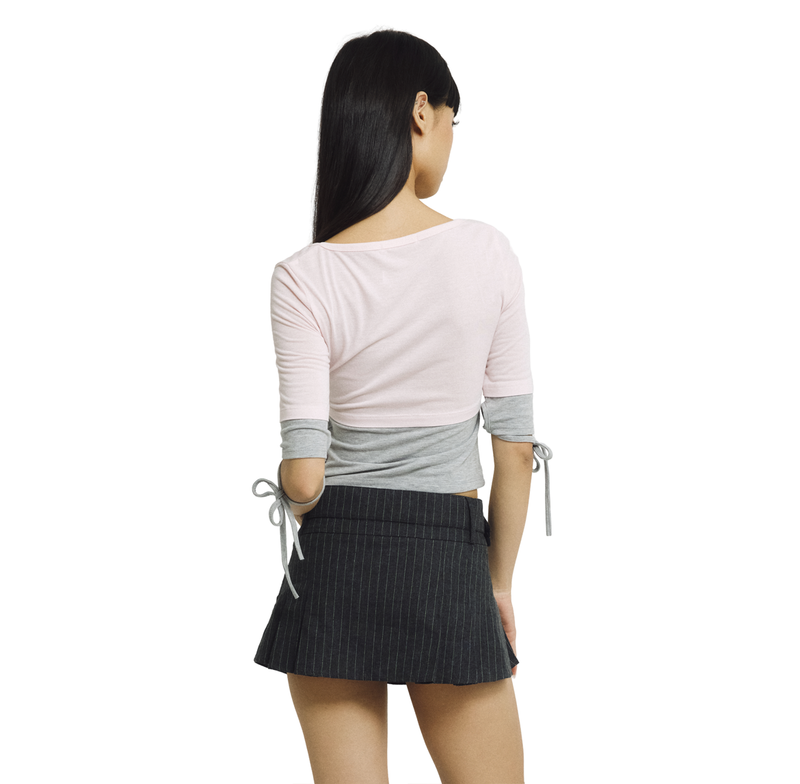 LAYERED CAKE TEE  [GREY-PINK]