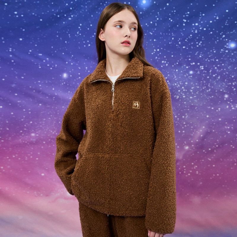 Half zipup boucle fleece anorak