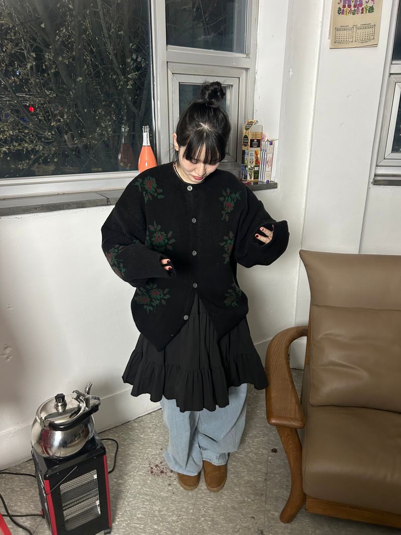 (2color) dot frill dress