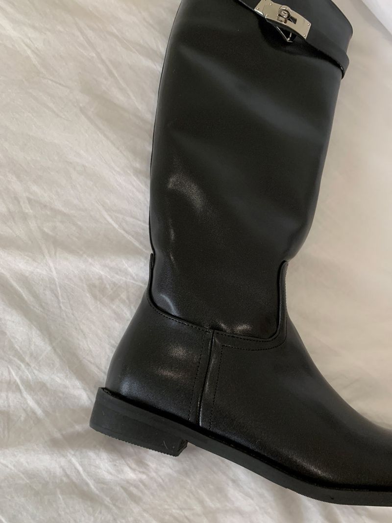 Maison Core Classic Buckle Leather Long Boots