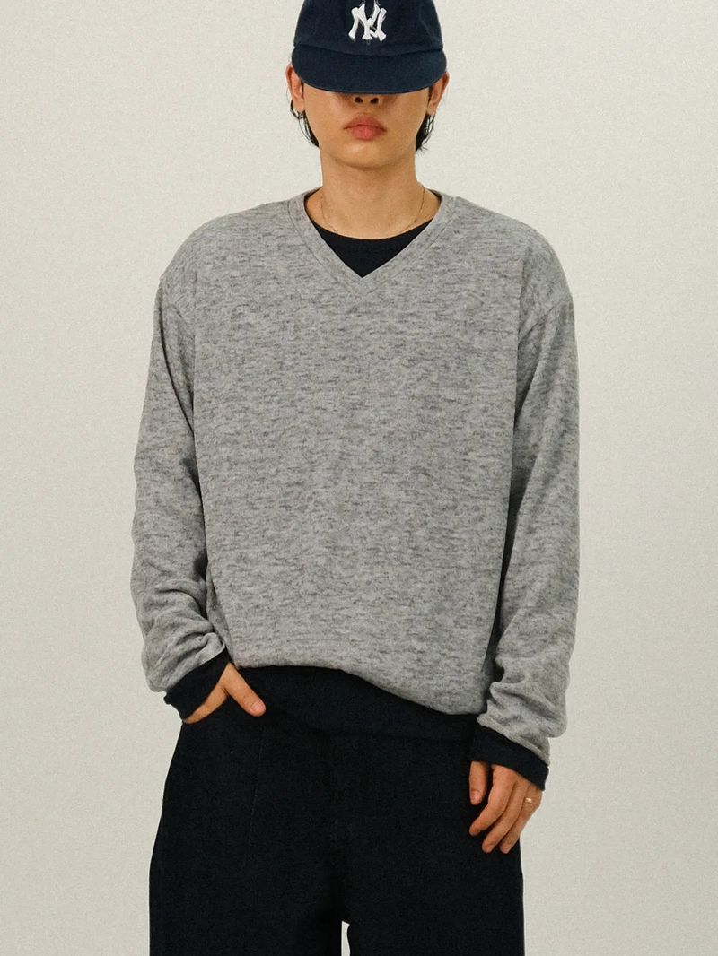 OE Layered Round Neck Long Sleeve T