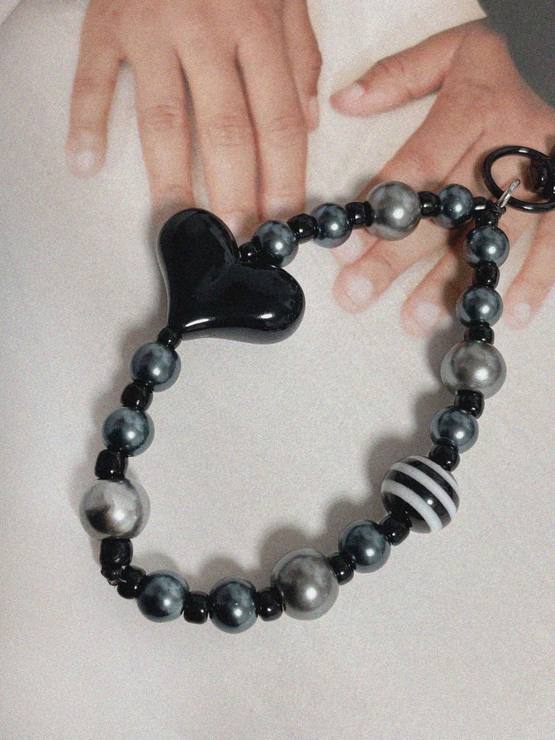 Black Heart Beads Key-ring