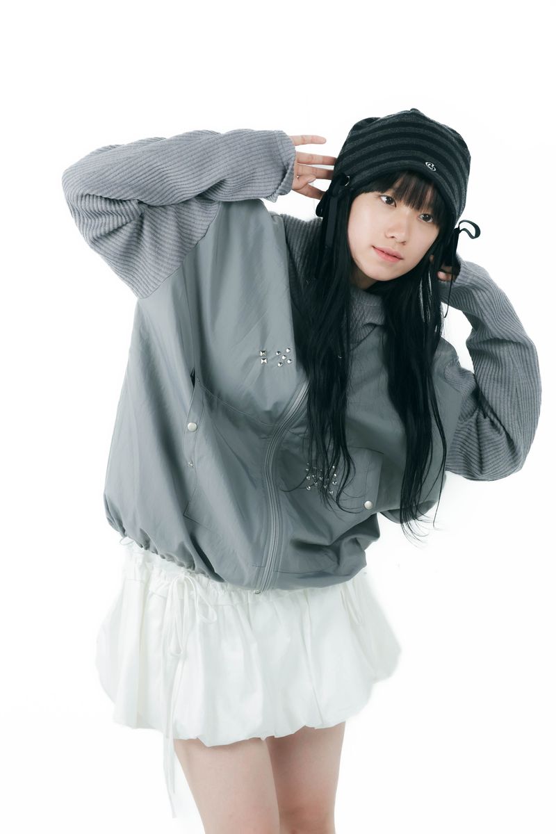 studs nylon knitzip hoodie(gray)