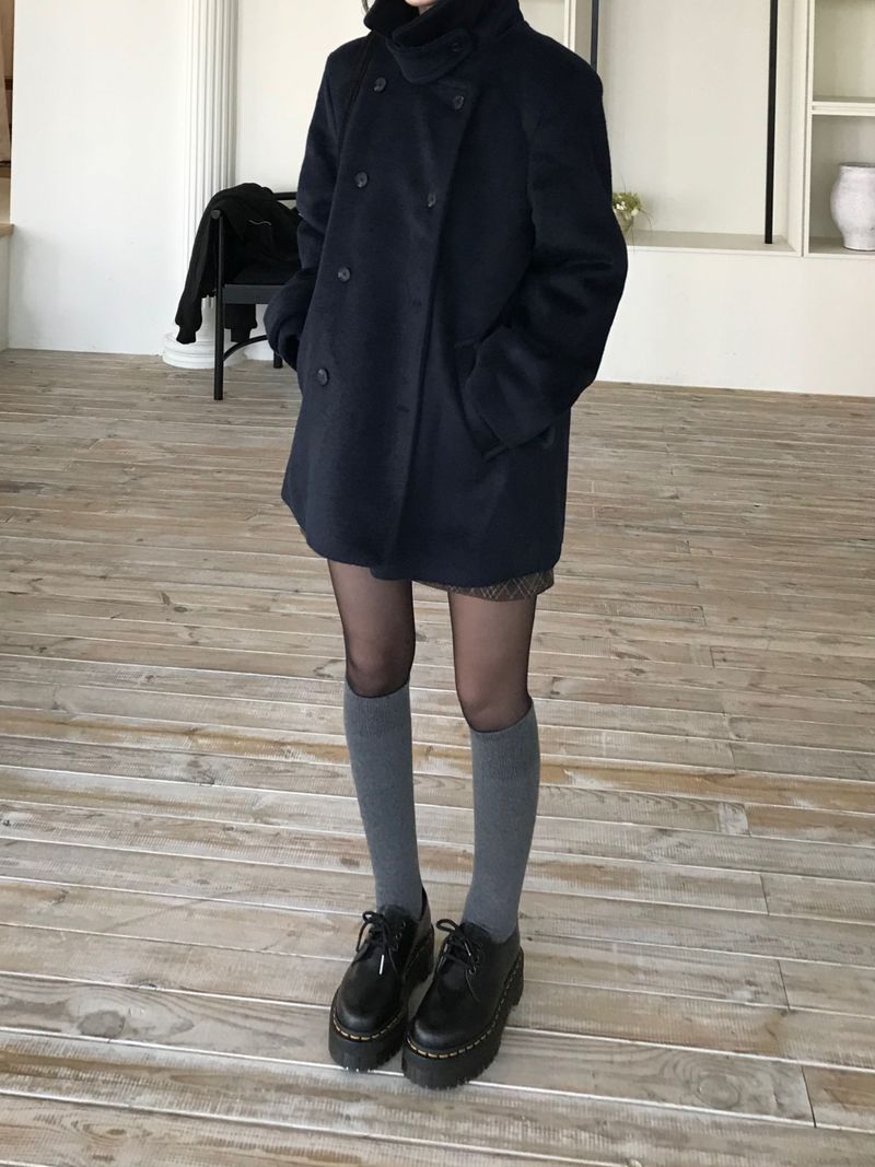 High-neck double coat (2 colors)