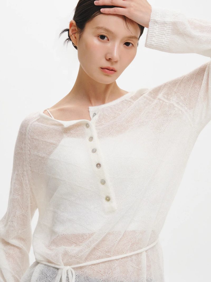 HAIRY DIA SHEER KNIT PULLOVER