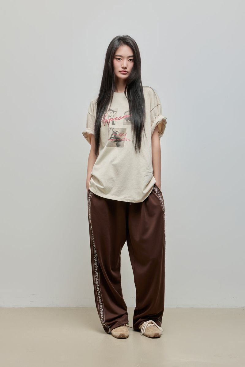 Embroidered Track Pants_Brown