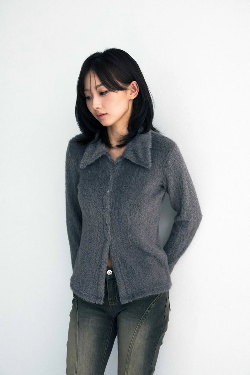 COSMO FUR CARDIGAN / CHARCOAL