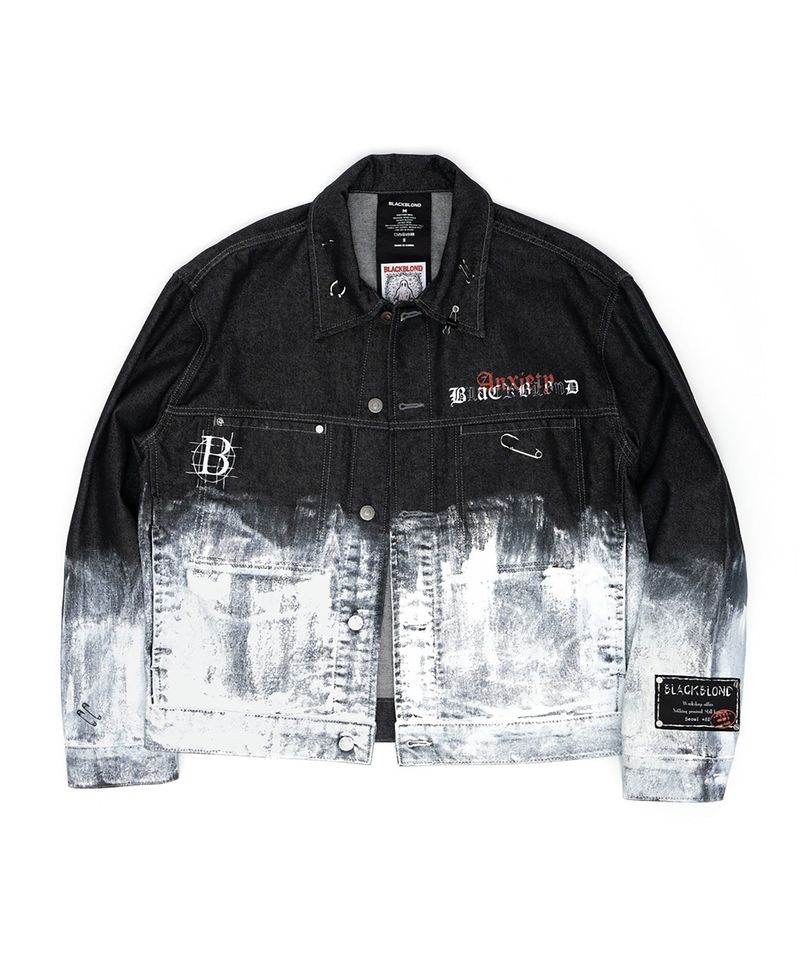 BLACKBLOND（ブラックブロンド）の「BBD アングザイエティ スモーク グラフィック デニム ジャケット (Black)（ジャケット/アウター）」