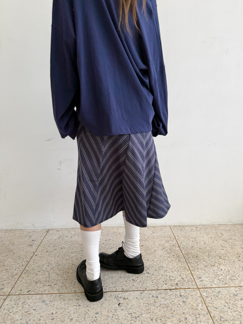zigzag pattern midi skirt