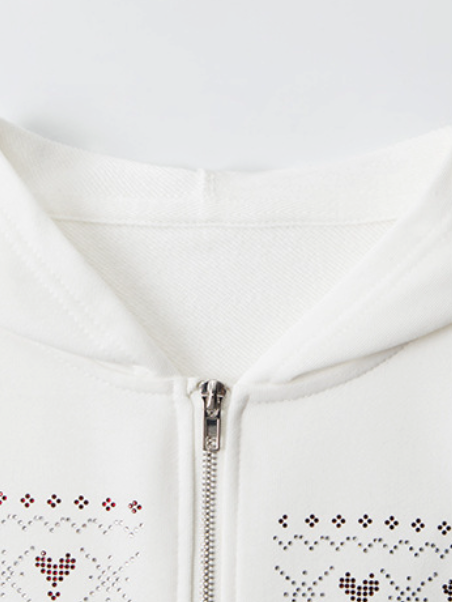 Nordic Heart Pattern Hoodie Zip-Up 233101299