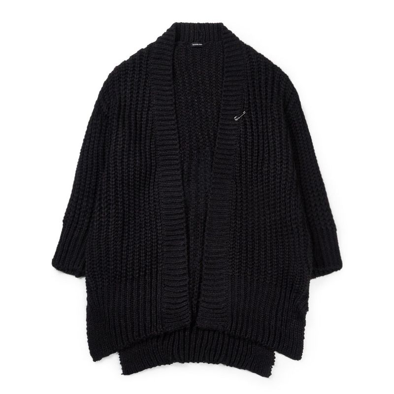 BBD Graffiti Logo Draped Flow Knit Cardigan (Black)
