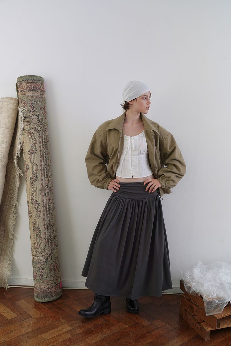 Mona shirring skirt_charcoal