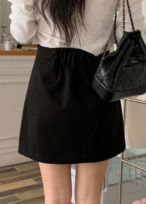 Daily Pintuck Wool Mini Skirt (2color)