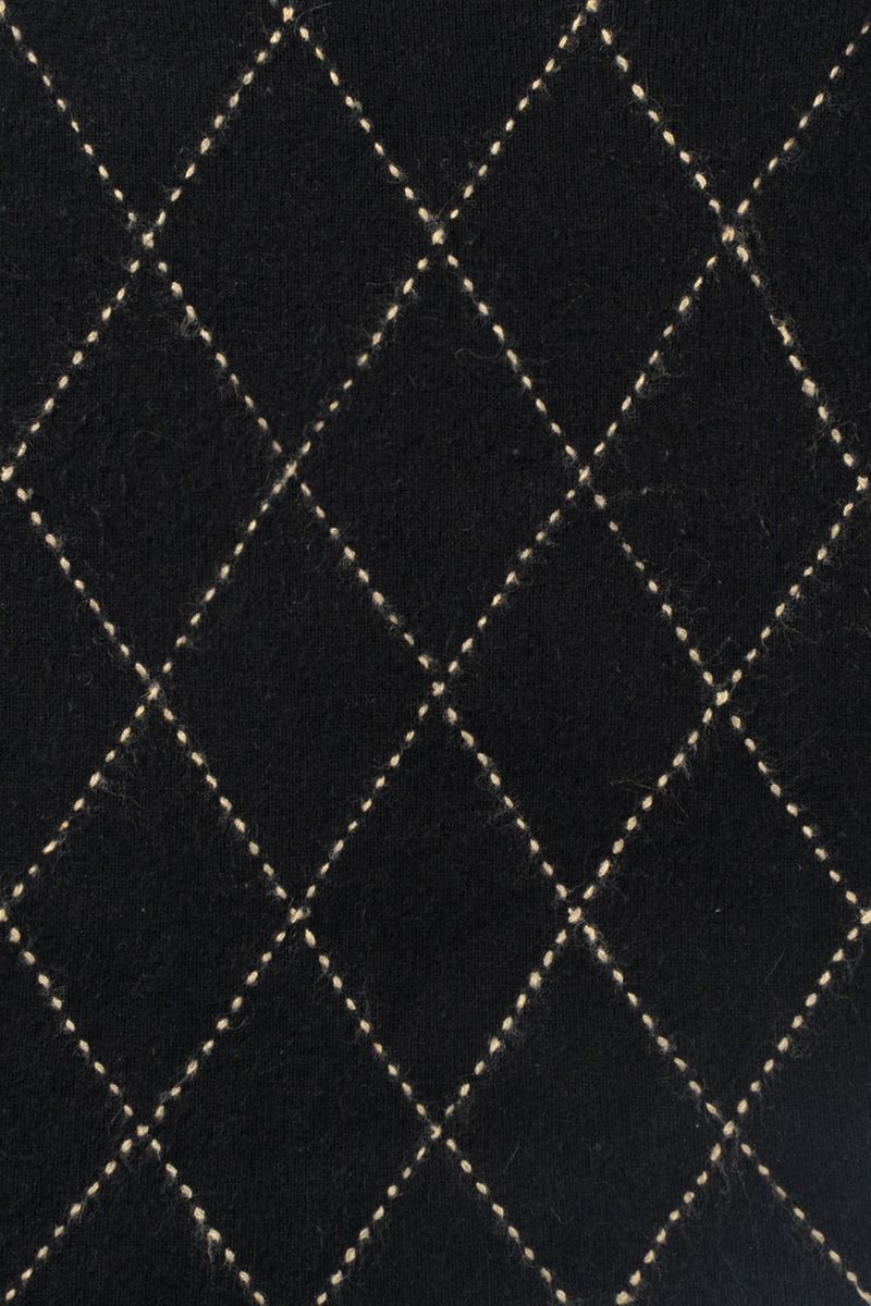 Argyle turtleneck half knit_black