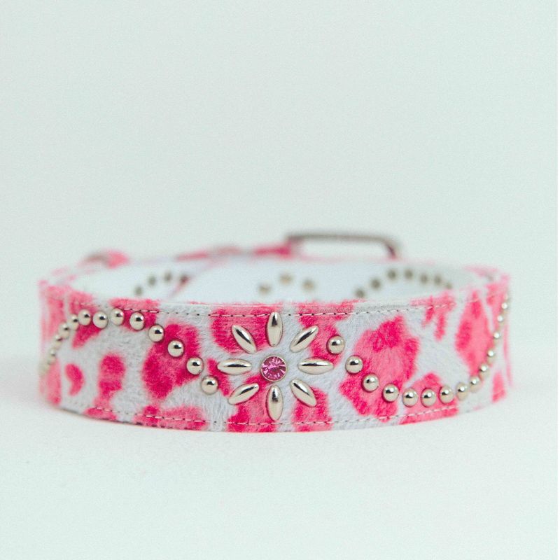 nsn leopard studs belt -pink-