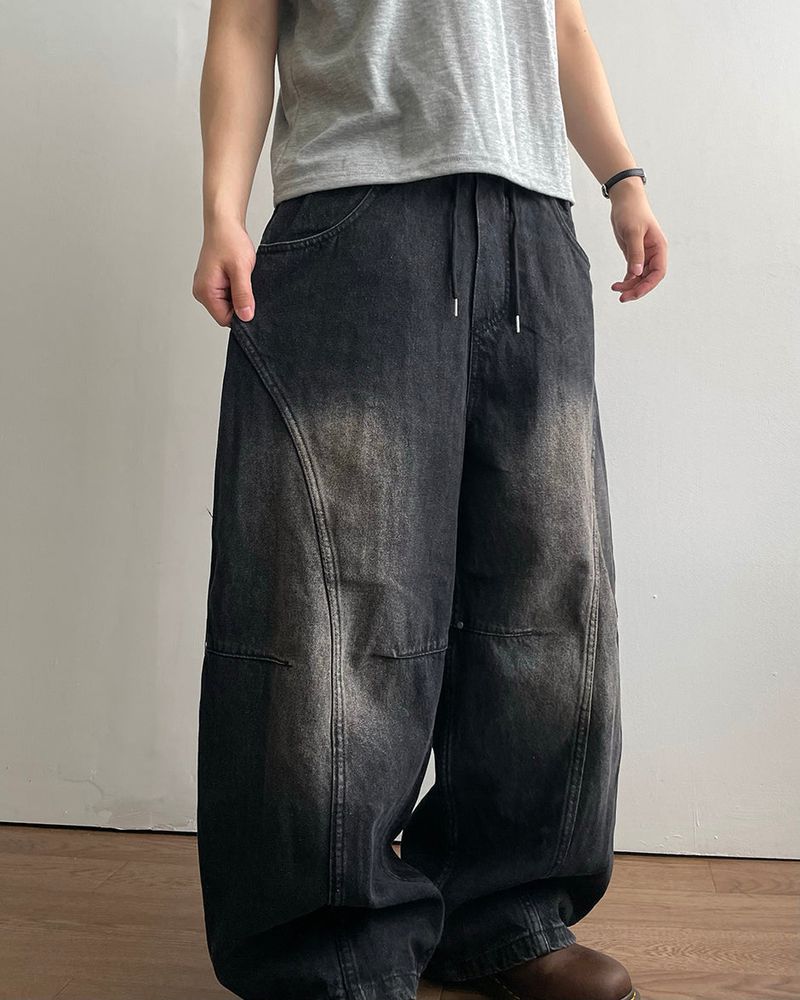 ブロックパネルデニムパンツ