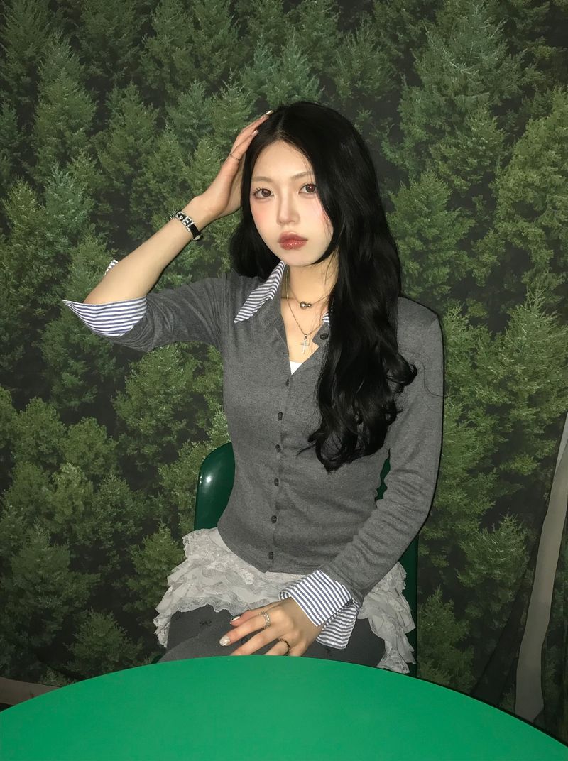 Pellen shirt cardigan (Gray)