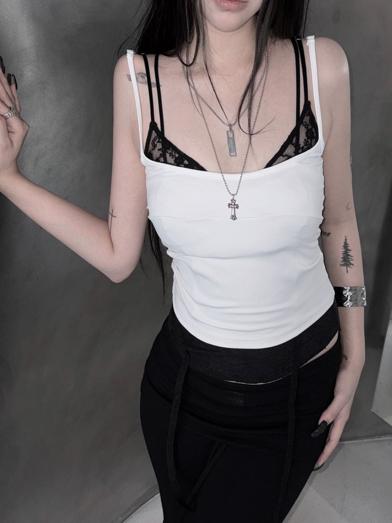 lace bra layered top (2color)