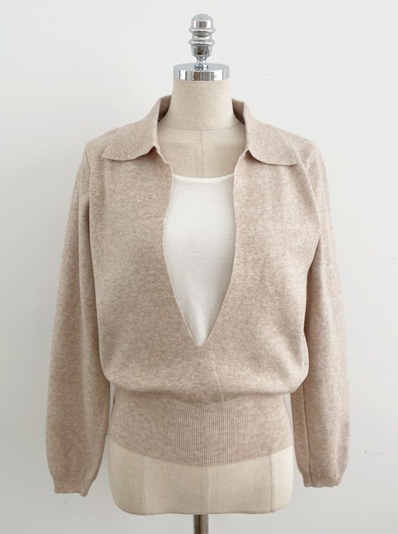 Mez Color Matching Layered Collar Knit