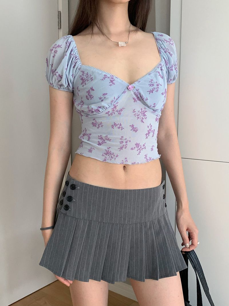dereborujo（ドレボルゾー）の「chiffon lavender flower short-sleeved blouse（Tops）」