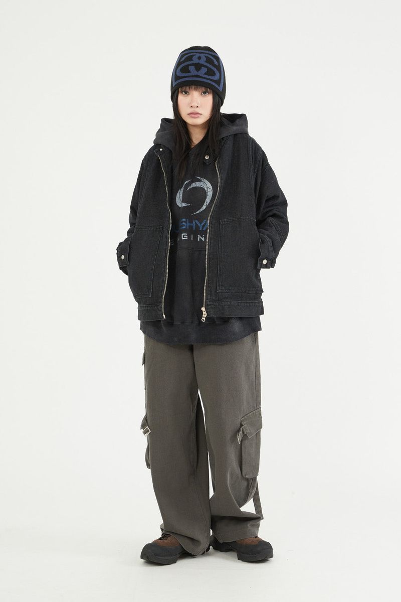 Racer 2-way zip-up denim jacket