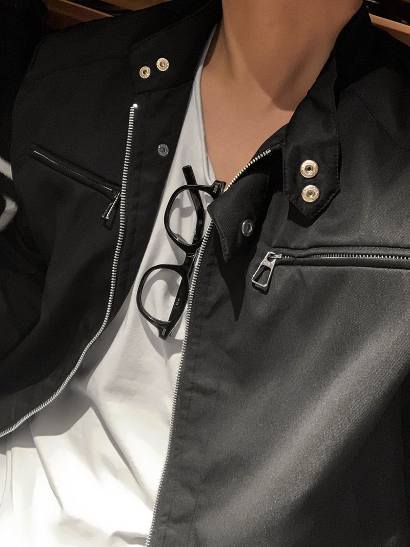 Look First Utility Stand Collar Zip-Up Biker Jacket