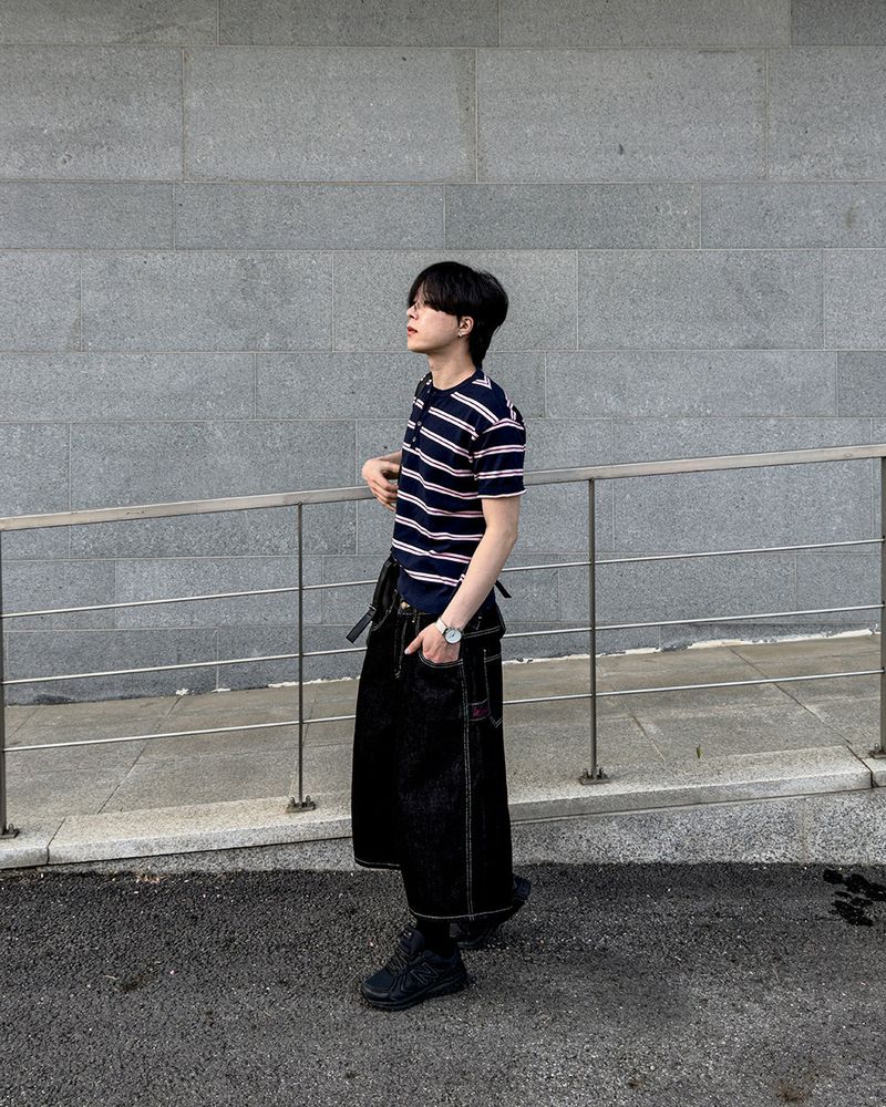 Diron Striped Henley Knit