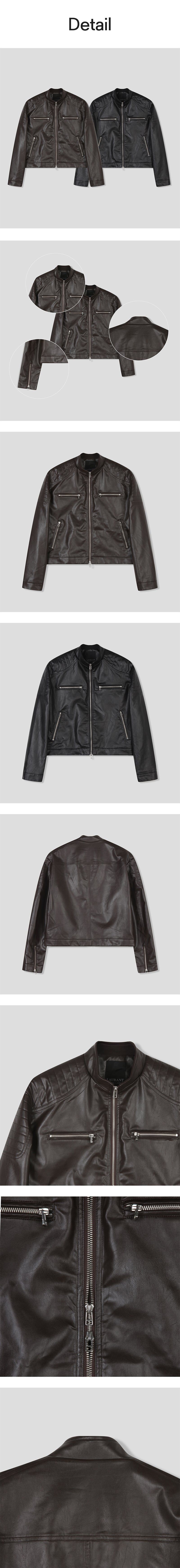 [LAURANTSEOUL] Biker crop leather jacket(2color)