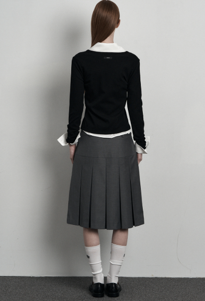 [mnem] chain hook slim cardigan (black)