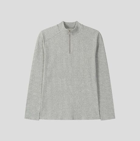 Jireon Half Zip-Up Ribbed Long Sleeve T-Shirt