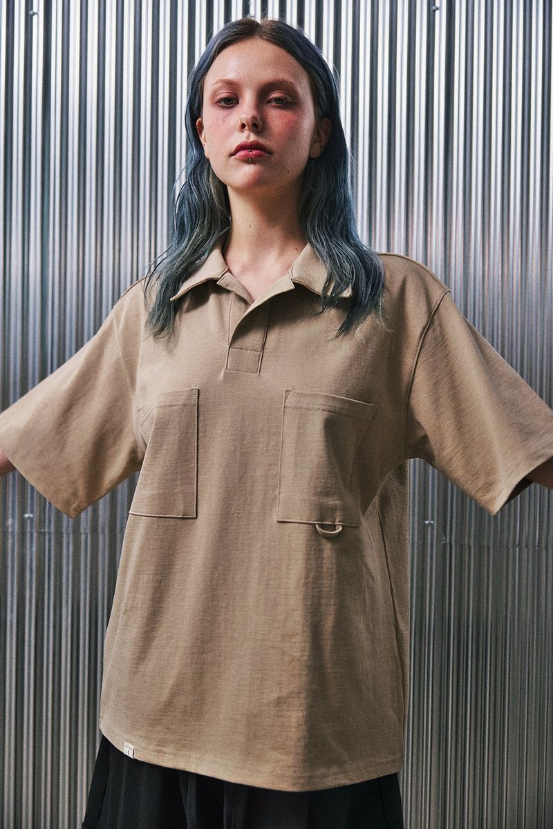 N-BT POCKET 1/2 COLLAR-TEE (Beige)