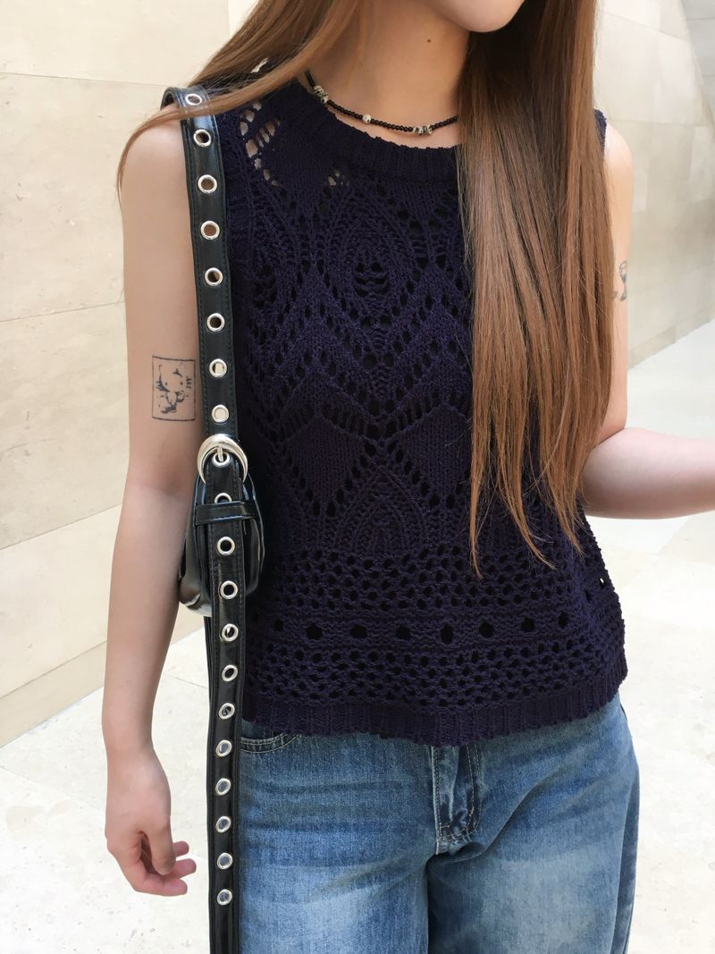 SUNSET FESTIVAL MESH CROP KNIT NASHI (6c)