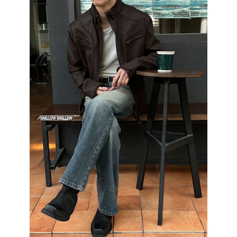 [PROMOTION] Leather zipper biker jacket(2color)
