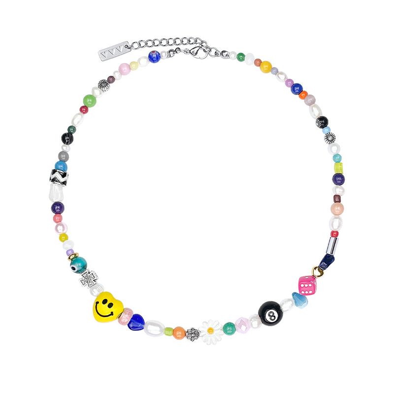 HEART SMILE LUCKYBALL PEARL BEADS NECKLACE