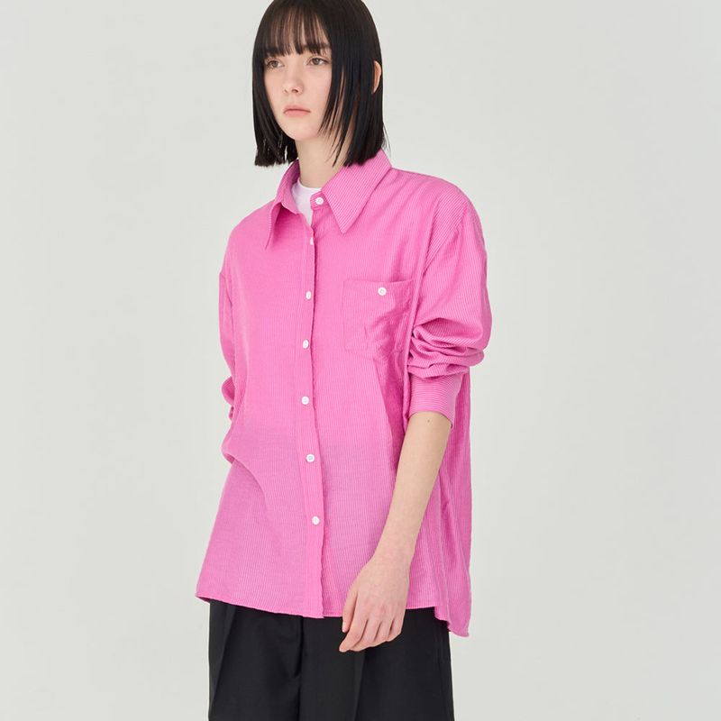 STRIPE OVER-FIT BUTTON SHIRT (PINK)
