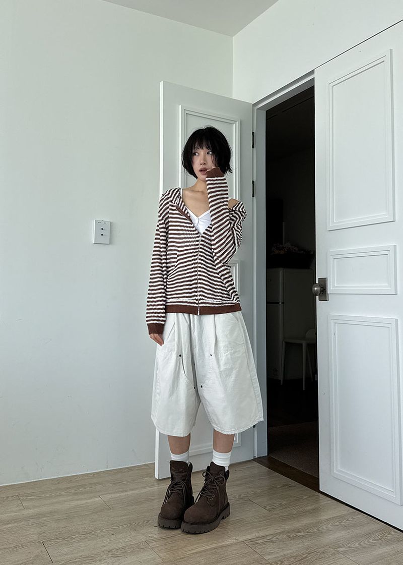 MESH STRIPE ZIP-UP