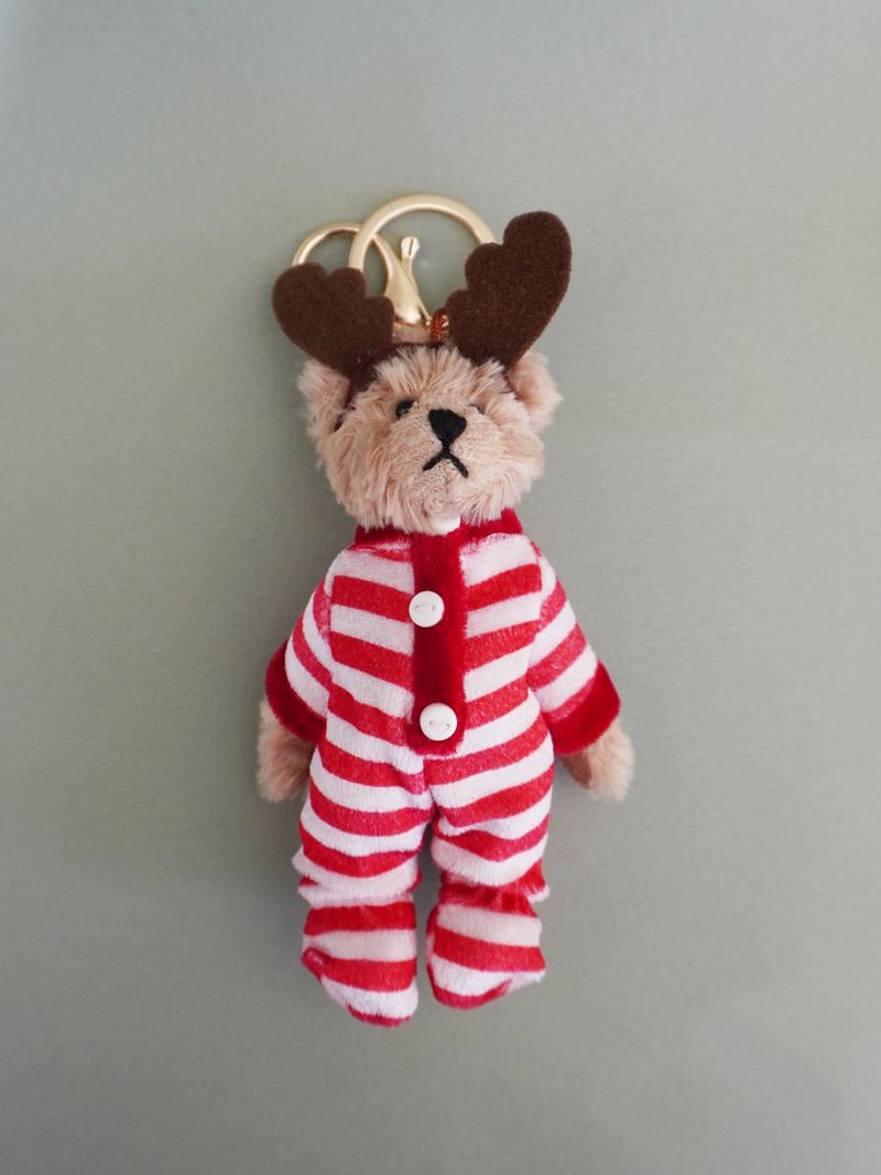 Christmas Teddy Bear Keyring - Baby Rudolf