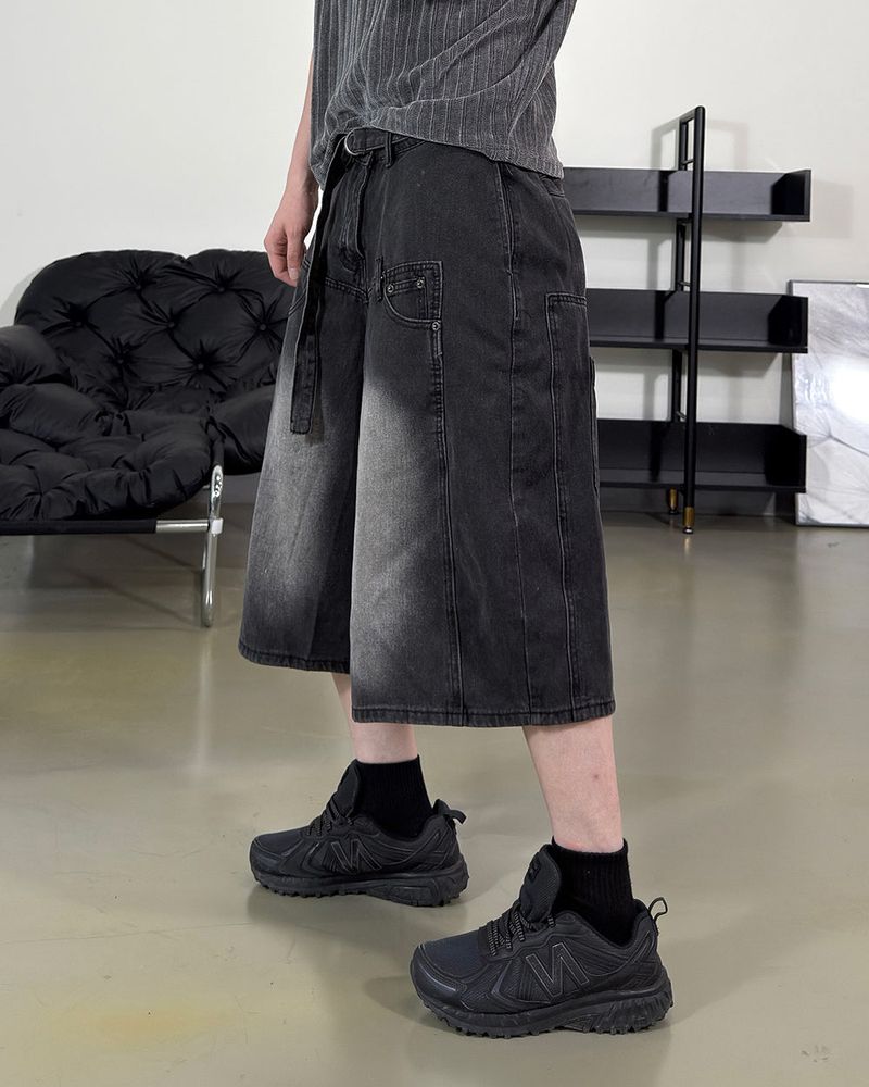 Beltic Asymmetric Pocket Bermuda Denim
