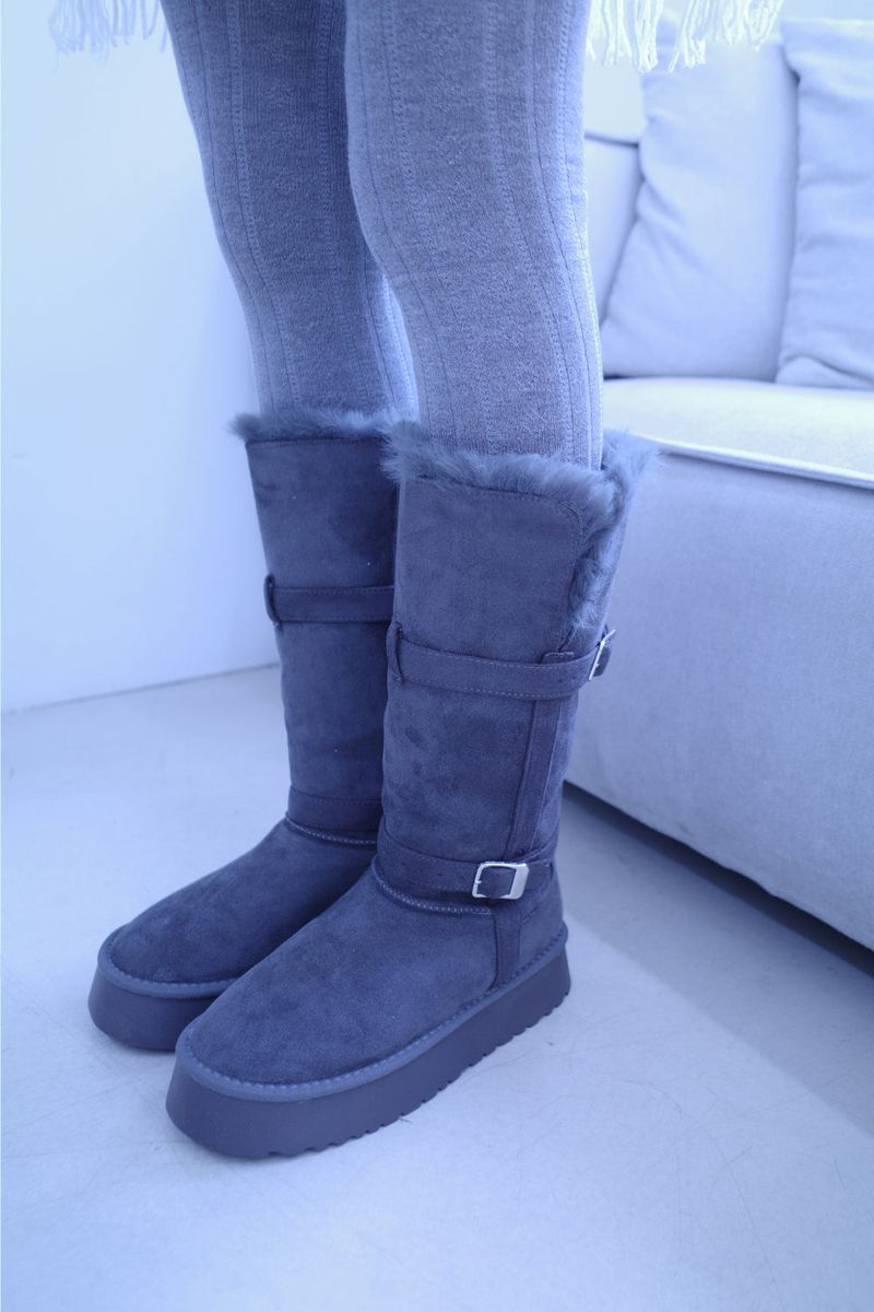 pom pom buckle long ugg boots