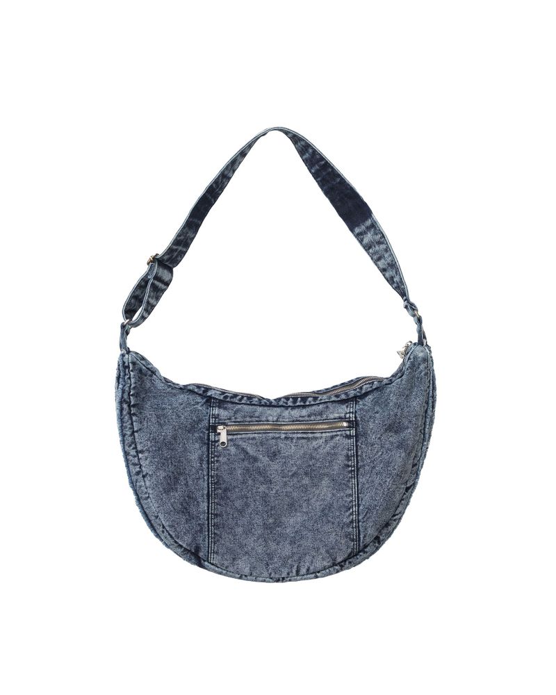 Washed Denim Shoulder Bag (Blue)