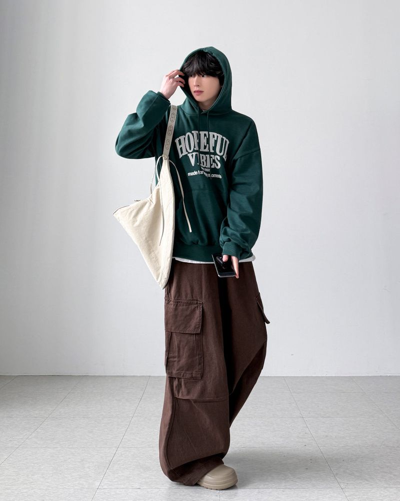 Puff Lettering Oversized Hoodie
