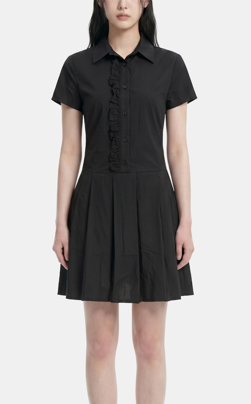 Miro Ruffle Line Mini Shirt Dress