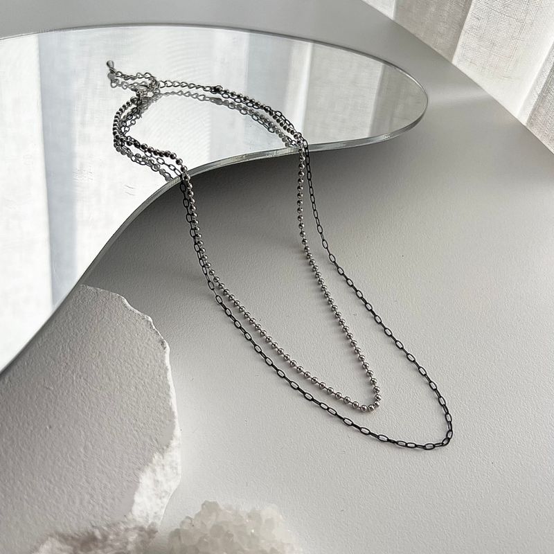 ib black 2-line ball chic choker necklace