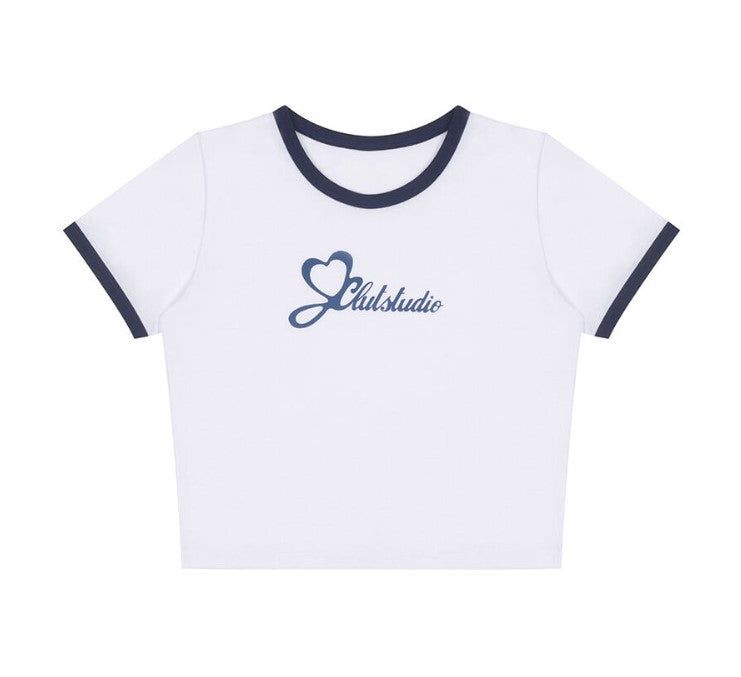 0 5 clut studio ringer crop t-shirt - NAVY