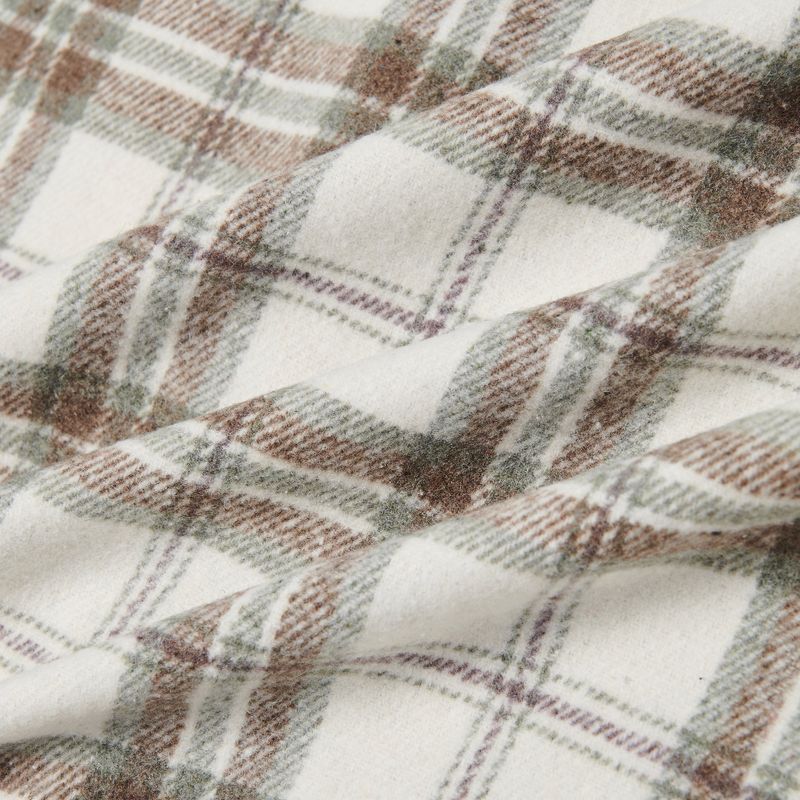 Loose wool check shirts Beige